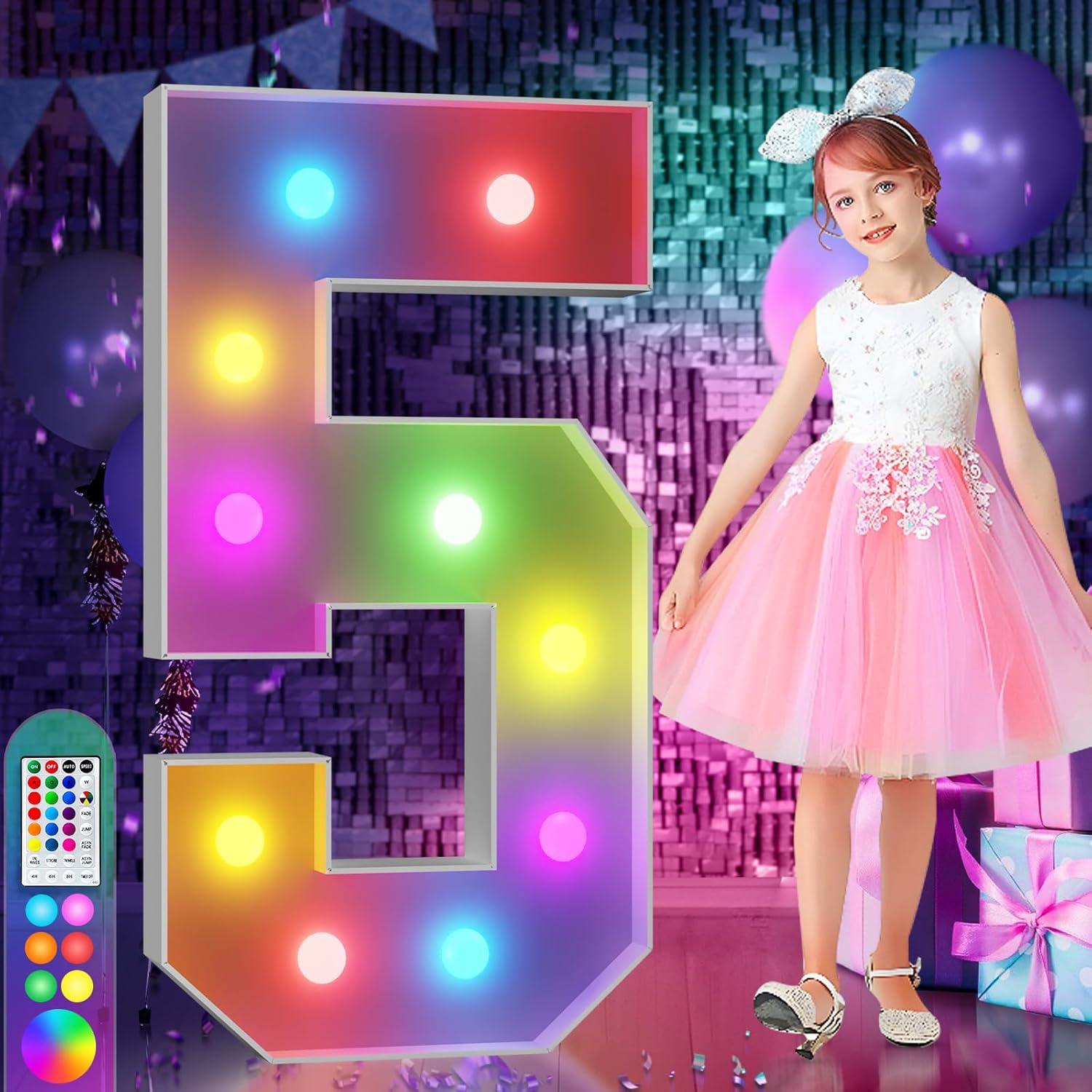 Colorful Marquee Numbers for 50th Birthday Party Decor