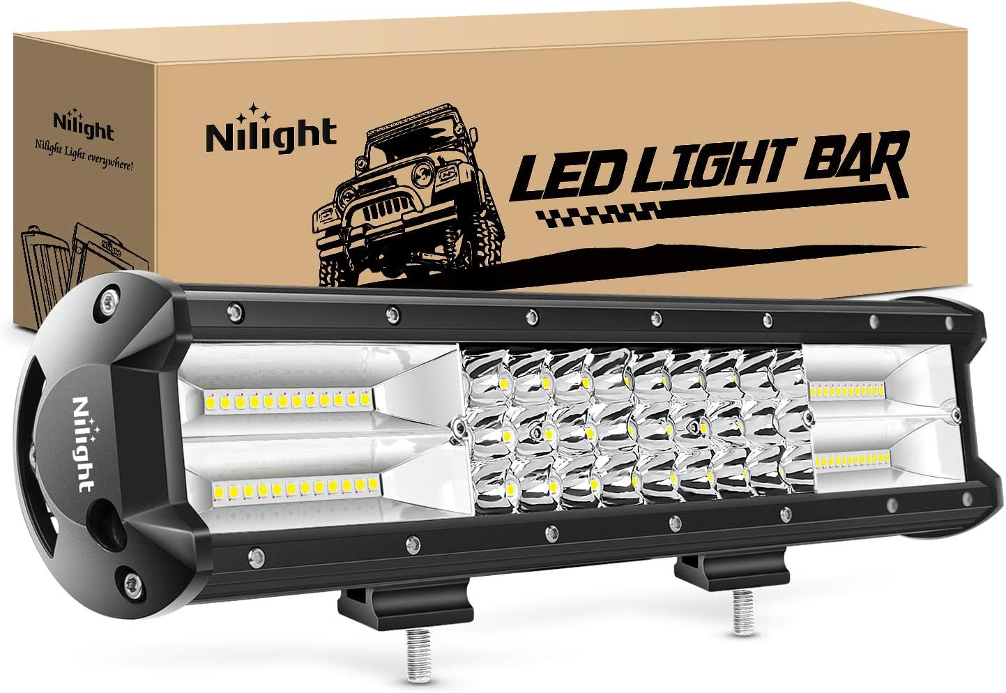 Nilight 15Inch Triple Row LED Light Bar for Off Road Trucks
