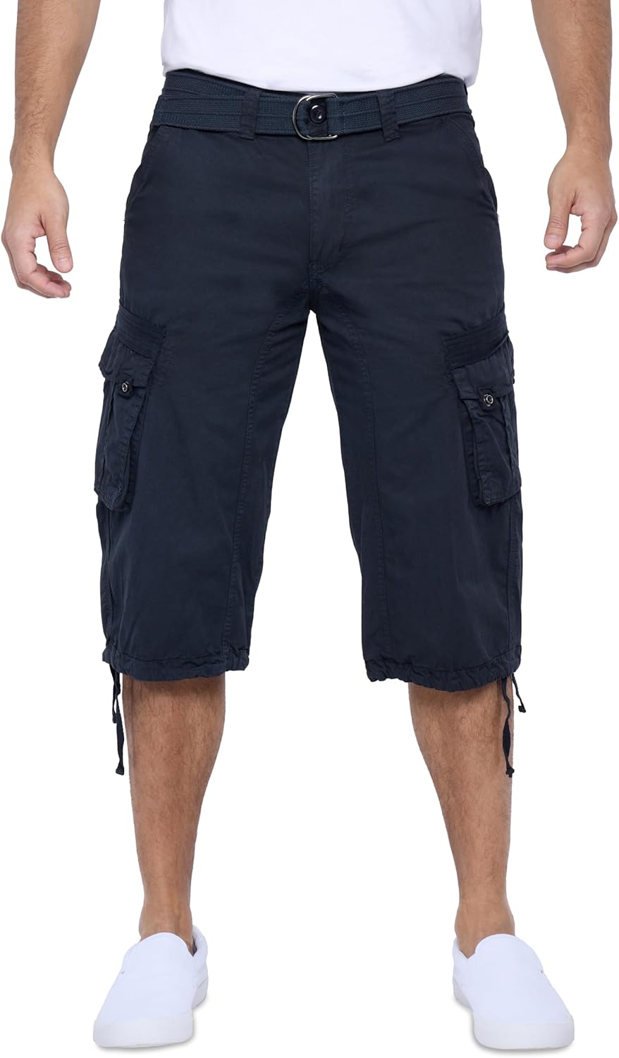 X RAY Men's Belted Long Cargo Shorts for Comfort and Style