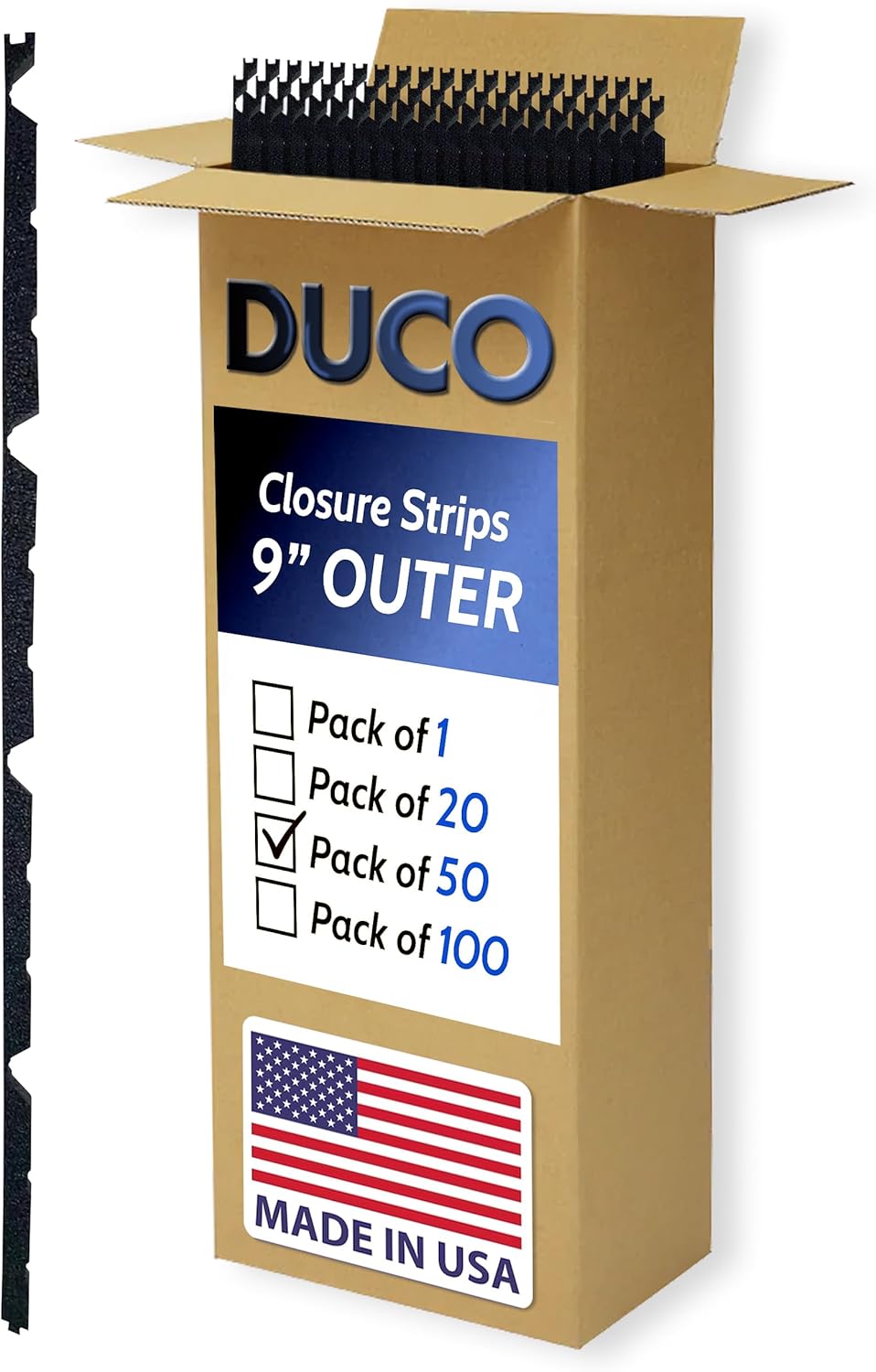 Duco USA-Made Classic Rib Foam Closure Strips for Metal Roofs