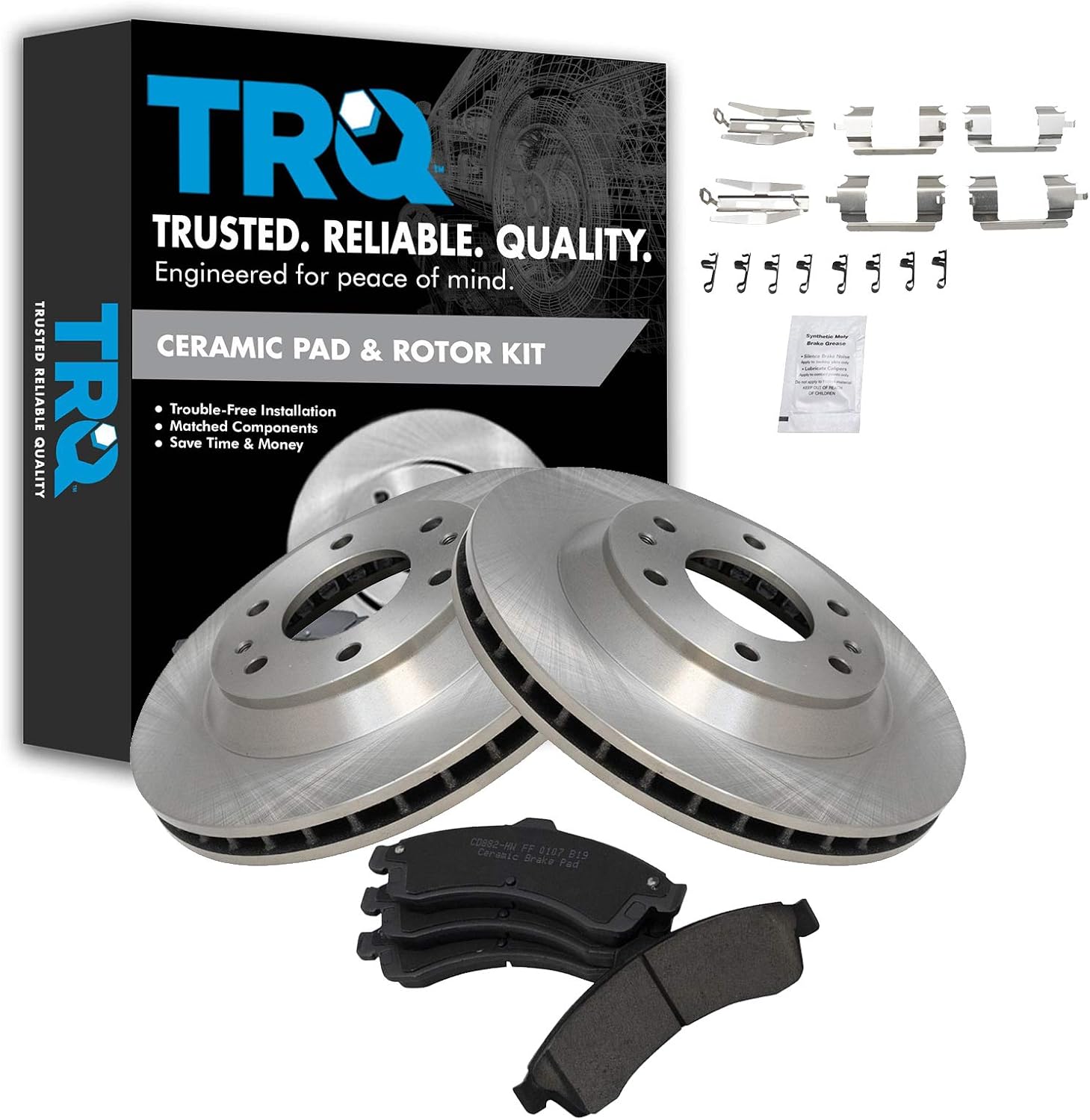 TRQ Front Brake Pad & Rotor Kit for Buick Rainier & More