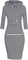 MISSKY Womens Casual Pullover Hoodie Dress - Comfortable