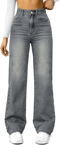 Straight Leg Jeans for Women - High Waisted Boyfriend Denim