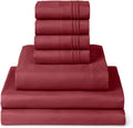 Mellanni Split King Sheet Set - 7-Piece Brick Red, Deep Pocket Comfort
