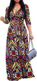 Womens Plus Size Summer Maxi Dress V Neck Wrap - Floor-Length Fit