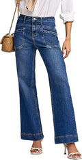 Wide Leg High Waisted Jeans Womens - Flattering Stretch Bootcut