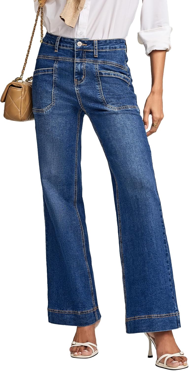 EVALESS Womens Jeans Wide Leg High Waisted Bootcut Trendy Style