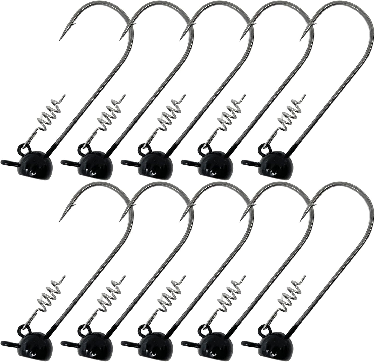 10-Pack Bass Fishing Stand-Up Shaky Head Jigs by Reaction Tackle