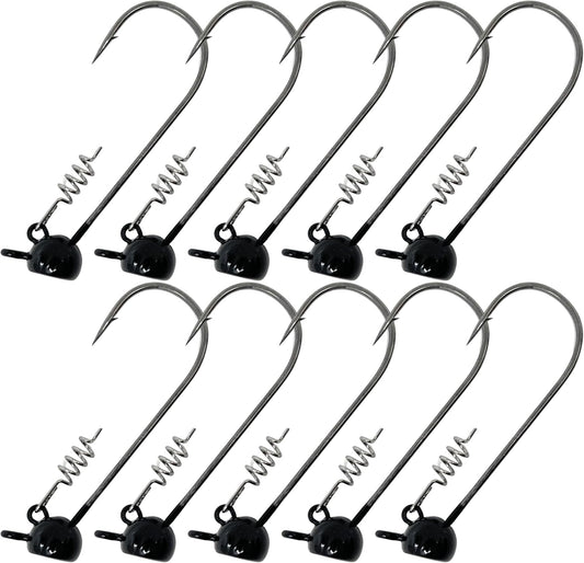10-Pack Bass Fishing Stand-Up Shaky Head Jigs by Reaction Tackle