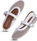 Womens Mesh Ballet Flats Fishnet Mary Jane Flats - Breathable Comfort