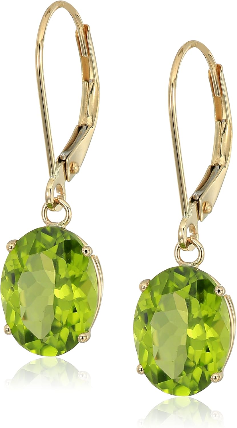 14K White Gold Oval Gemstone Dangle Leverback Earrings Review
