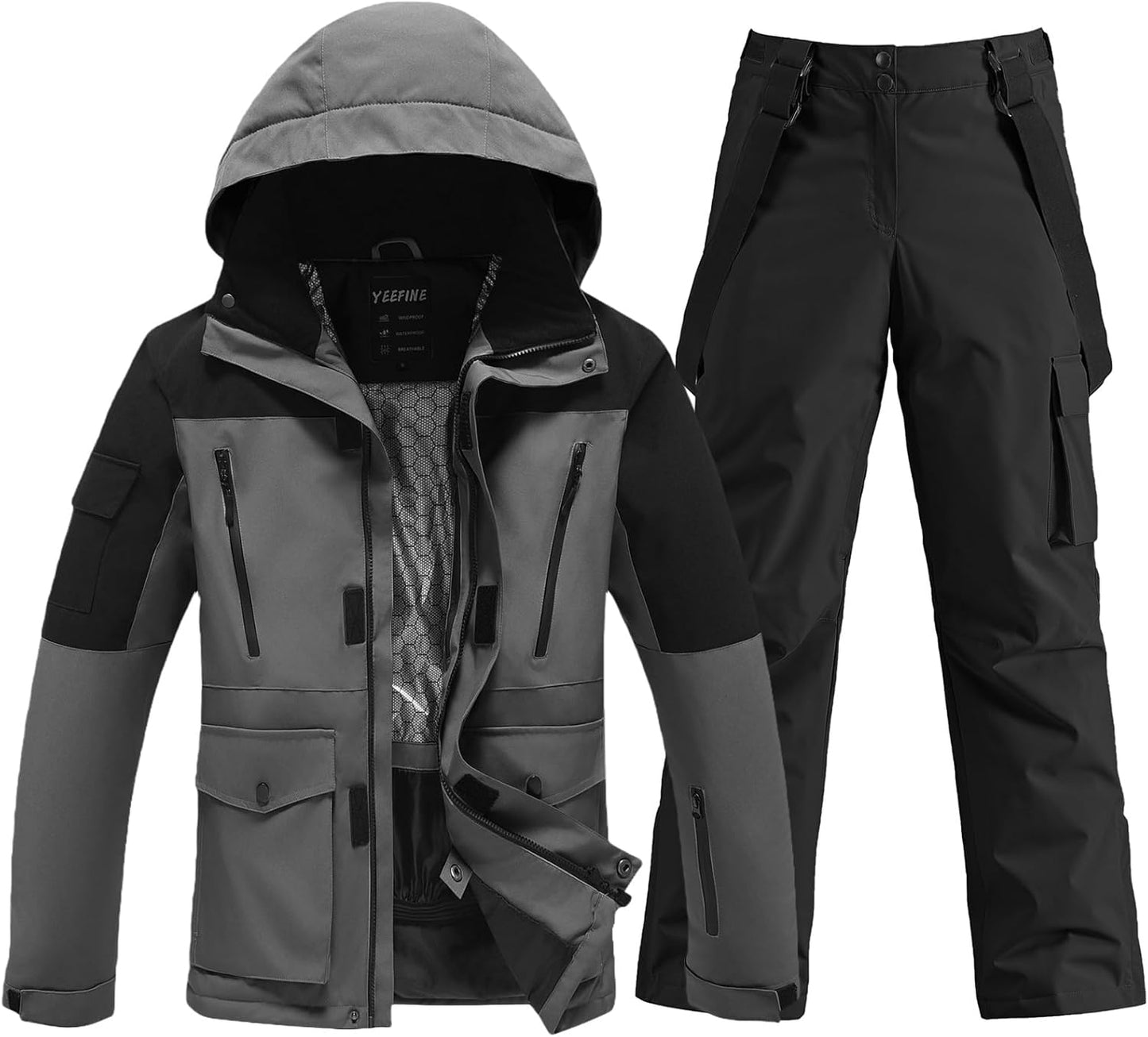 YEFFINE Men's Ski Suit Two Piece Insulated Snowsuits Set
