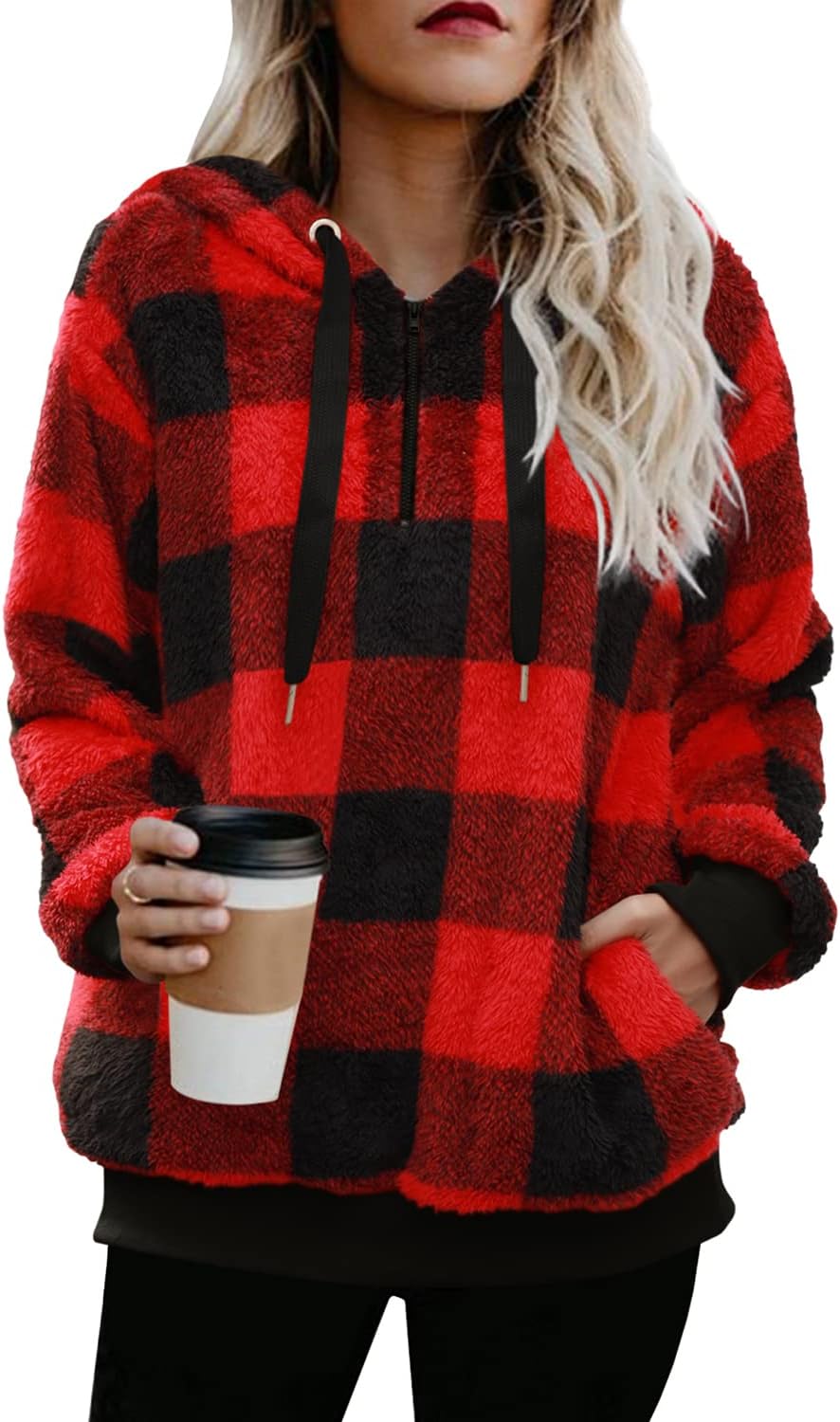 Oversized Sherpa Pullover Hoodie for Women - Cozy Fleece Jacket