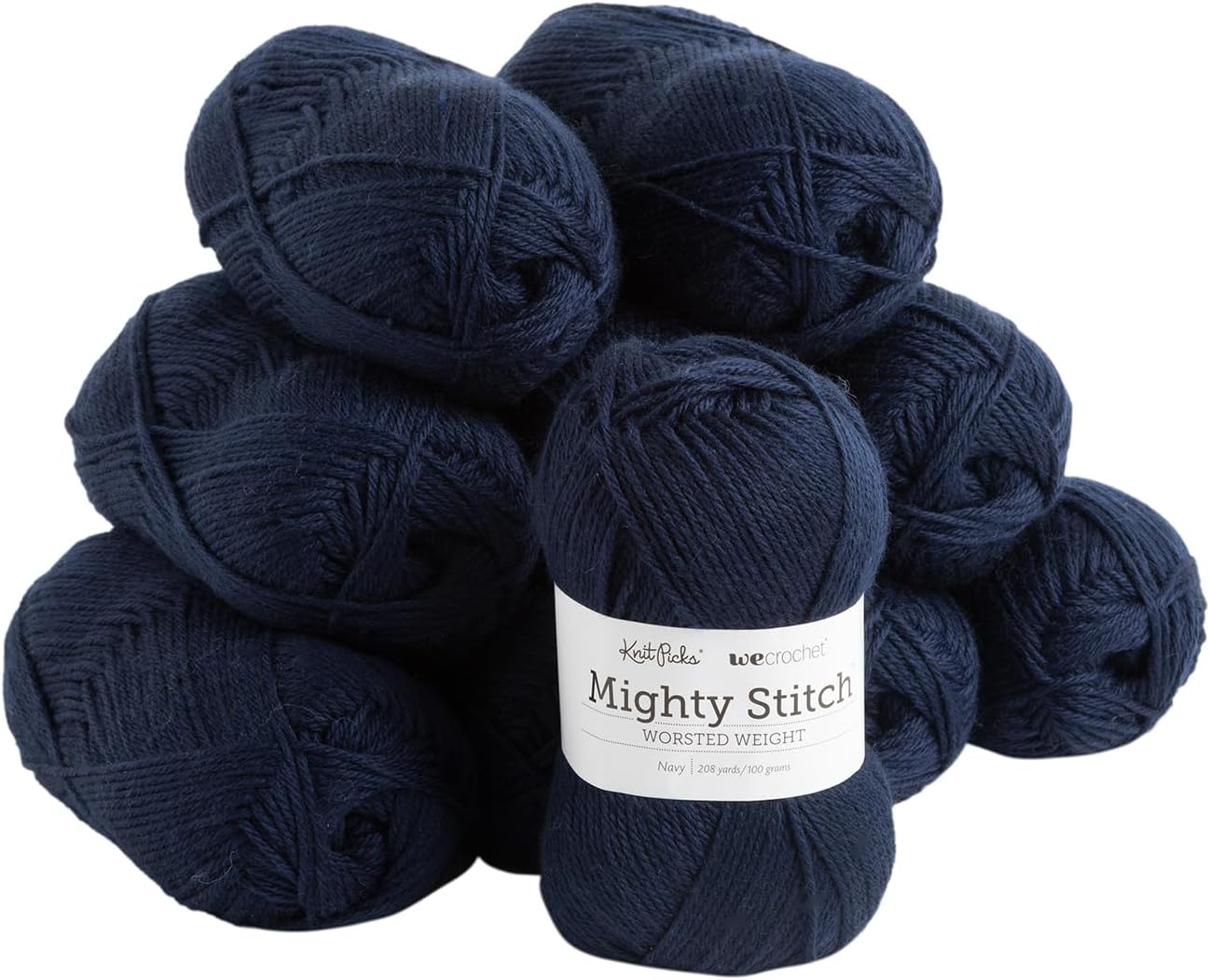 Knit Picks Mighty Stitch Yarn Pack - 10 Skeins of Navy Blue
