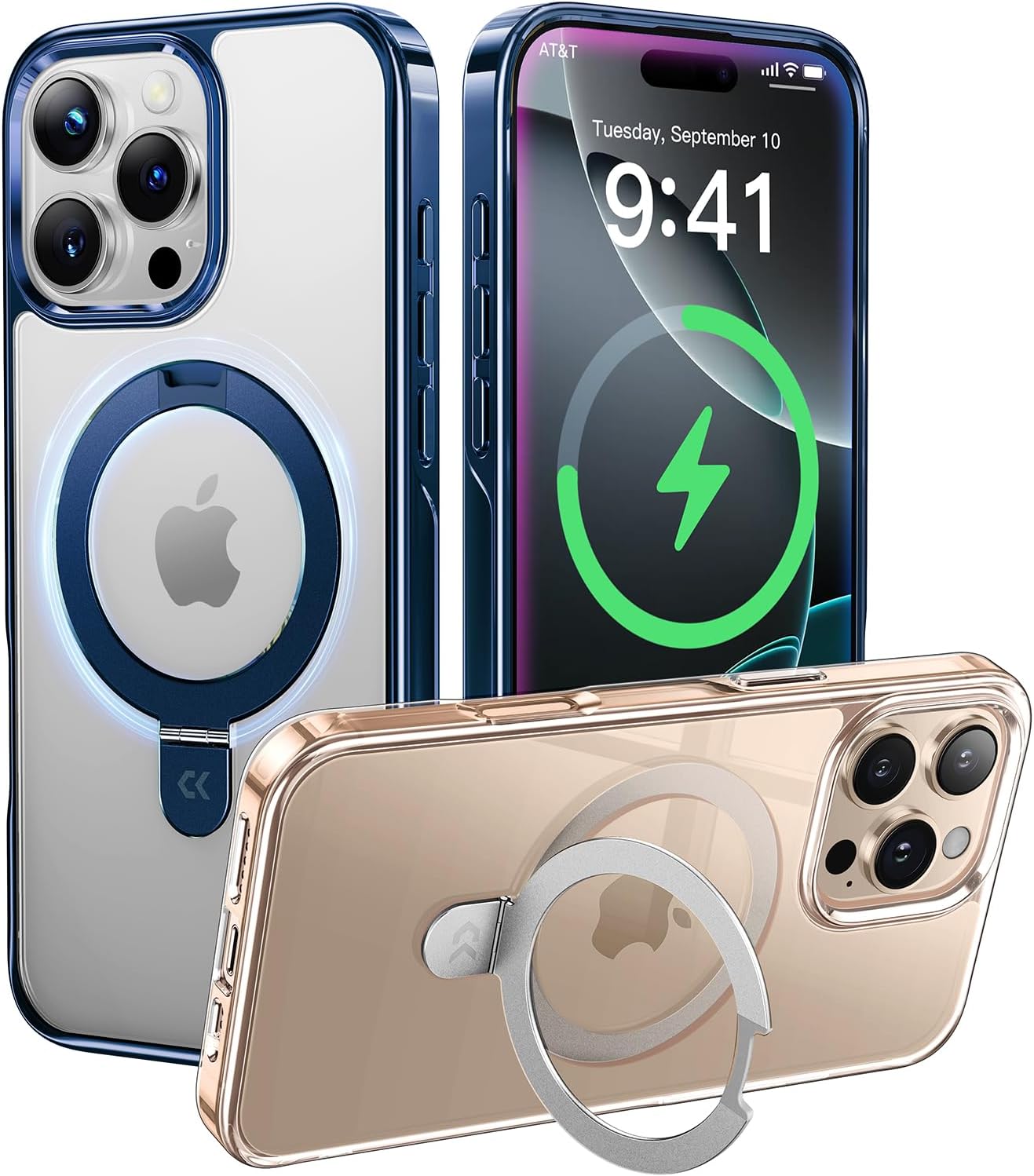 CASEKOO Blue Titanium iPhone 16 Pro Max Case with Stand