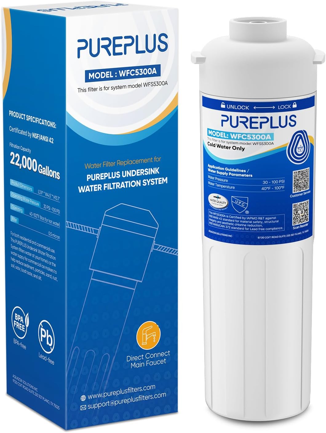 PUREPLUS WFC5300A Under Sink Water Filter for Clean Water