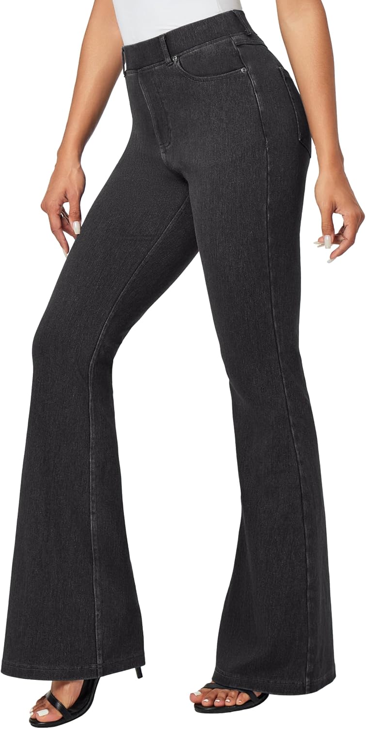 IUGA High Waisted Stretchy Pull On Flare Jeans for Women