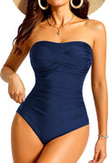 Smismivo Tummy Control Strapless One Piece Swimsuit - Slimming Ruched