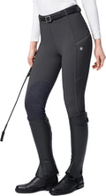 SANTINY Women's Horse Riding Pants with Zipper Pockets - Knee-Patch