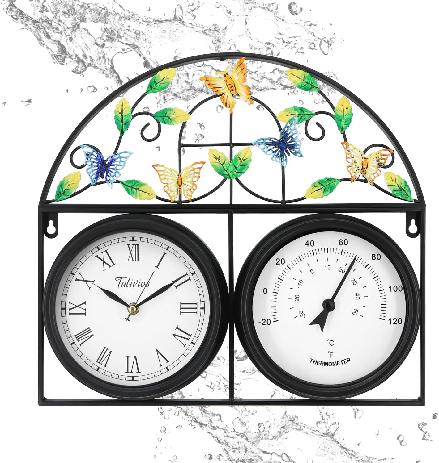 17Inch Large Outdoor Clock with Thermometer for Any Space