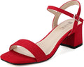 Low Block Heels Square Open Toe Sandals - Comfortable Everyday Heels