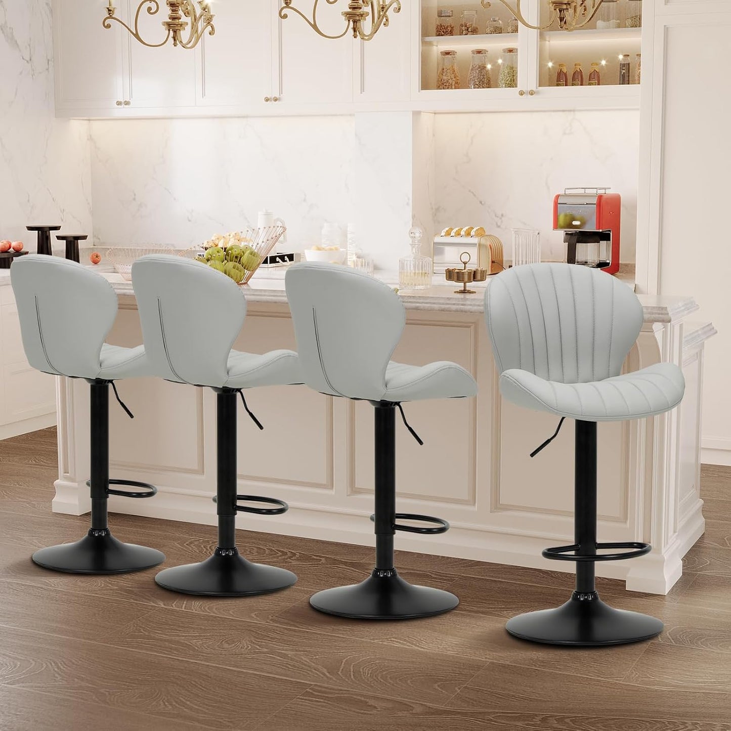 Modern Swivel Bar Stools Set of 4 with Adjustable Height