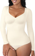 FeelinGirl Womens Tummy Control Long Sleeve V Neck Top - Slimming