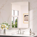 Brushed Nickel Rounded Rectangle Bathroom Mirror 24 x 32 in - Sleek