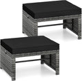 Wicker Outdoor Ottoman Set of 2 - Versatile Patio Footstools