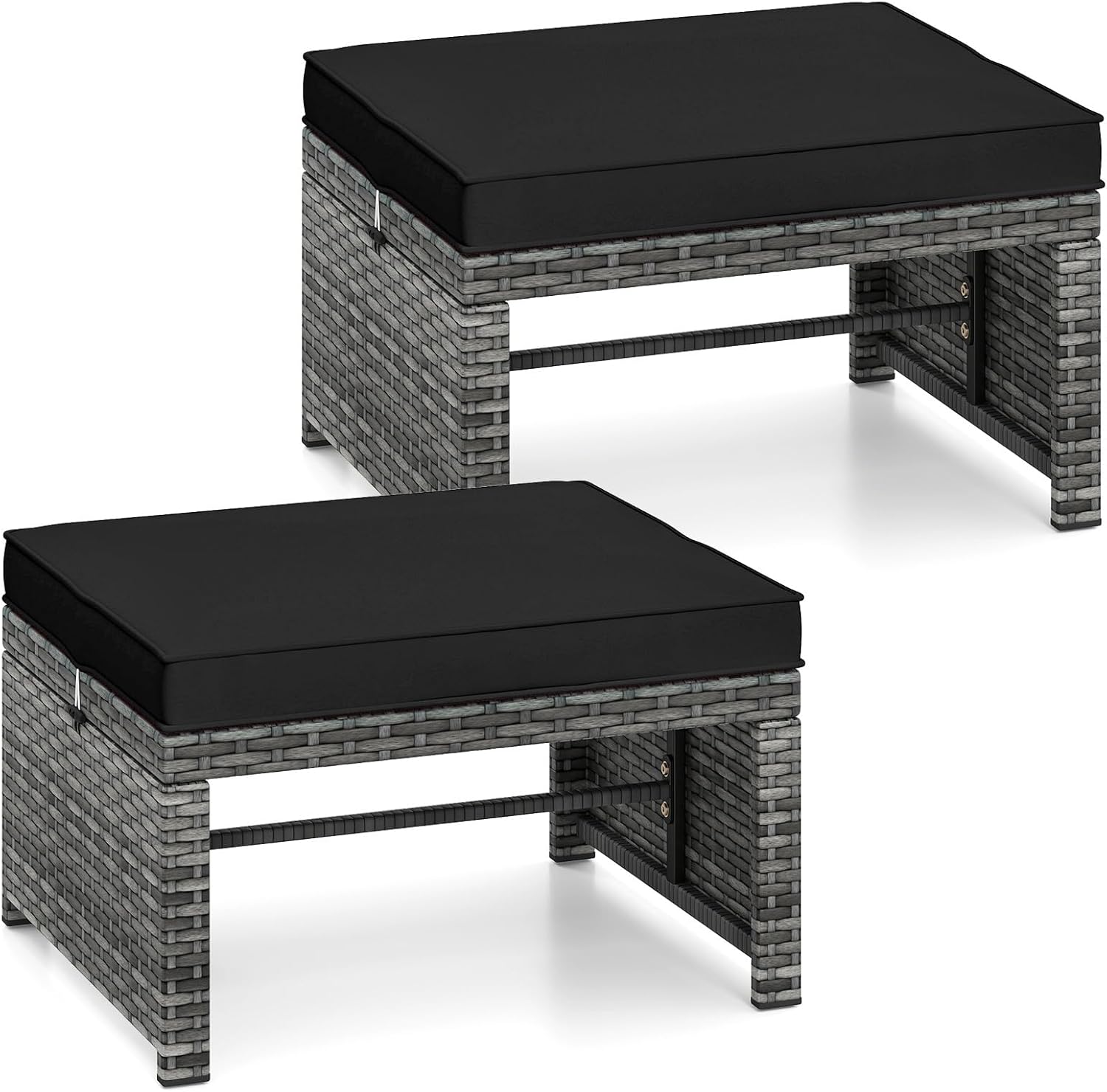 Versatile Outdoor Ottoman Set of 2 for Patio and Garden Use