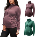 GINKANA Maternity Women's Long Sleeve Half Zipper Pullover