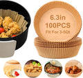 Air Fryer Liners Disposable Paper 100pcs 6.3in - Easy Non-Stick