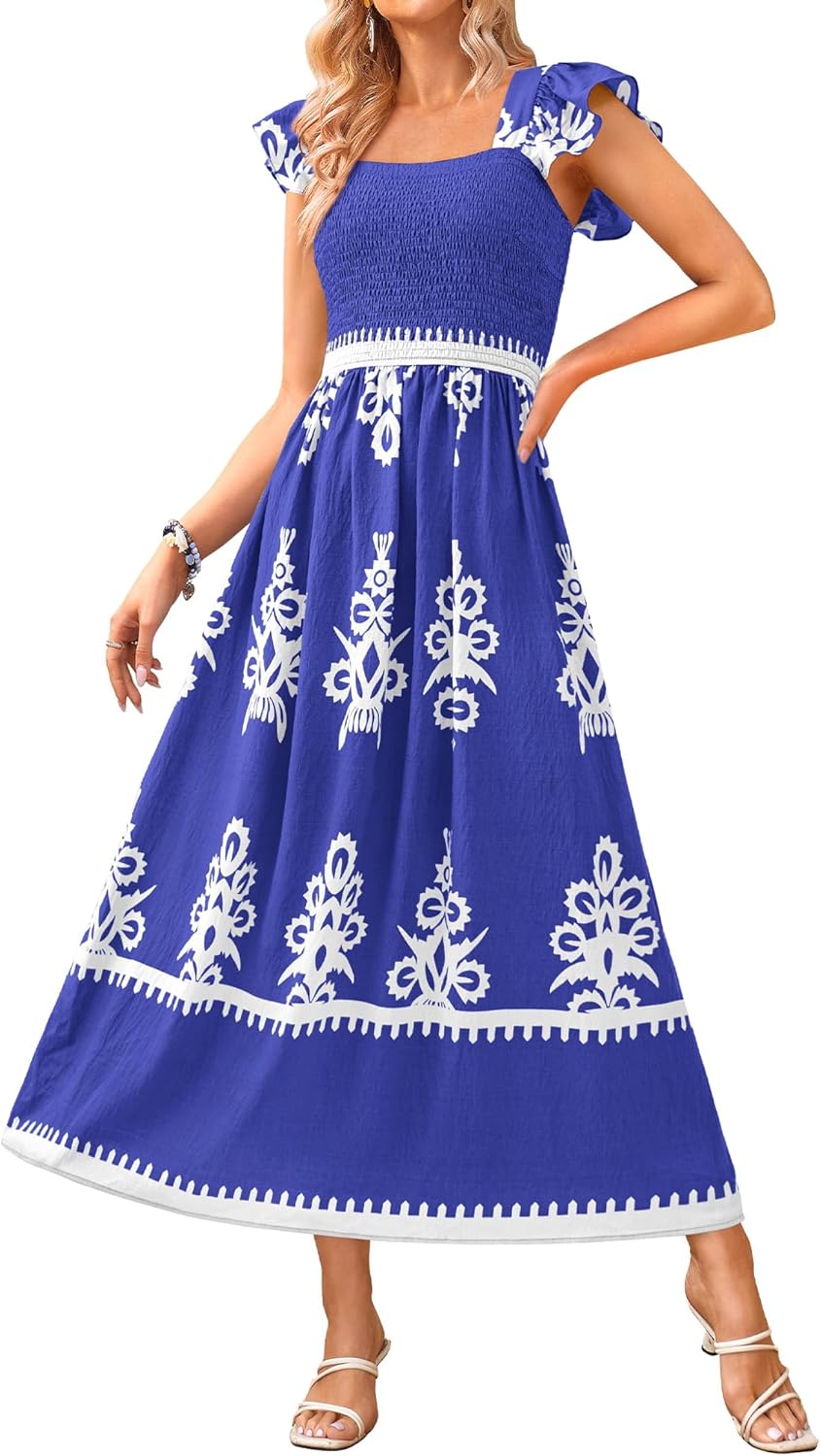 BTFBM Summer Dresses for Women 2025 Floral Boho Maxi Style