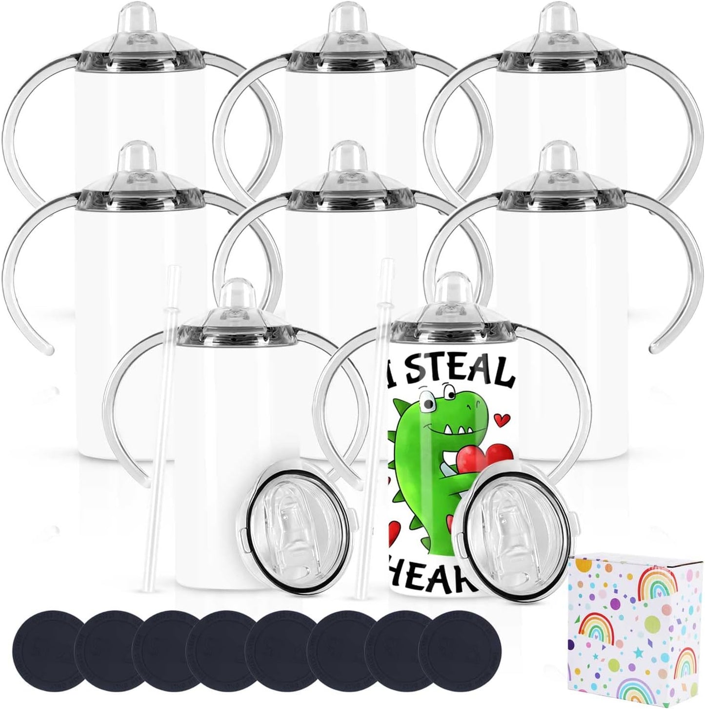12 Oz Sippy Cup Tumblers 8 Pack With Handle for Kids Fun