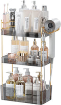 3 Tier Bathroom Organizer with Hair Dryer Rack and Toothbrush Holder
