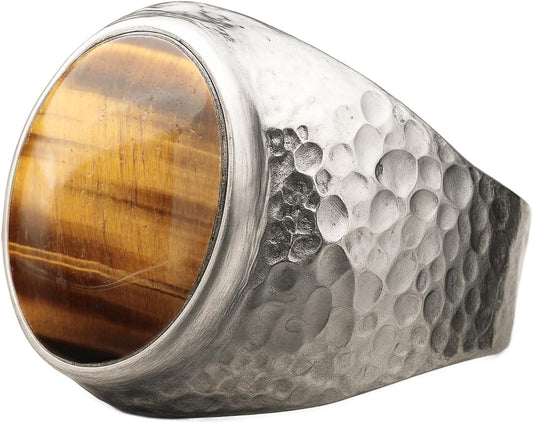Natural Aventurine Crystal Ring for Men in Sterling Silver