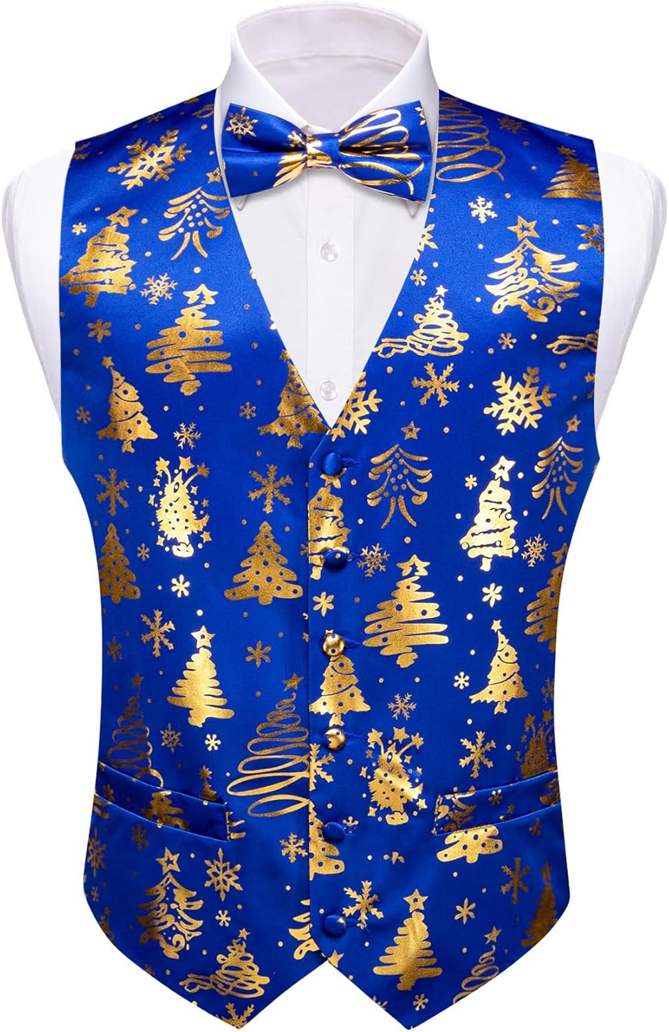 Mens Christmas Vest Set with Bow Tie for Festive Celebrations