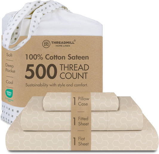 Threadmill Cotton Twin Sheet Set - Soft Breathable 3-Piece Set