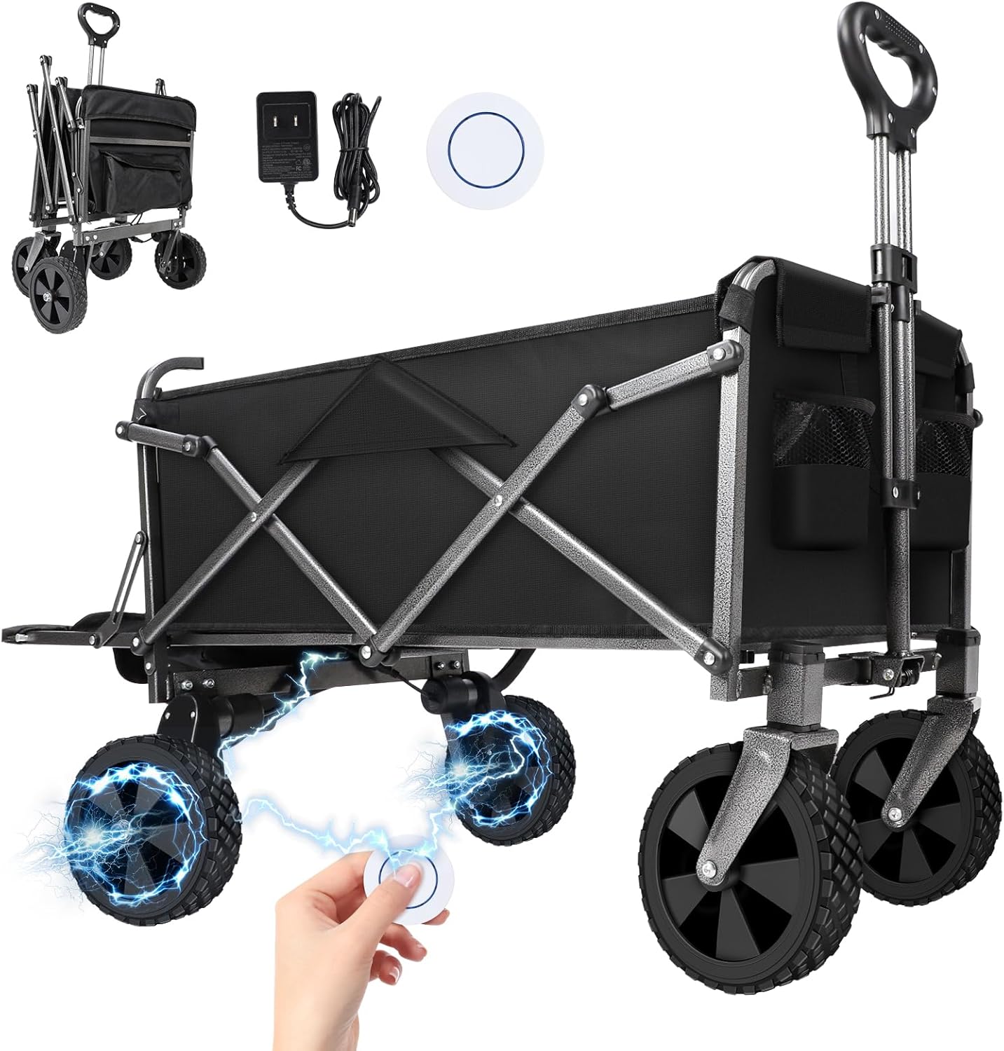 Remote Control 300lbs Electric Folding Wagon - Portable Speed 5KM/H