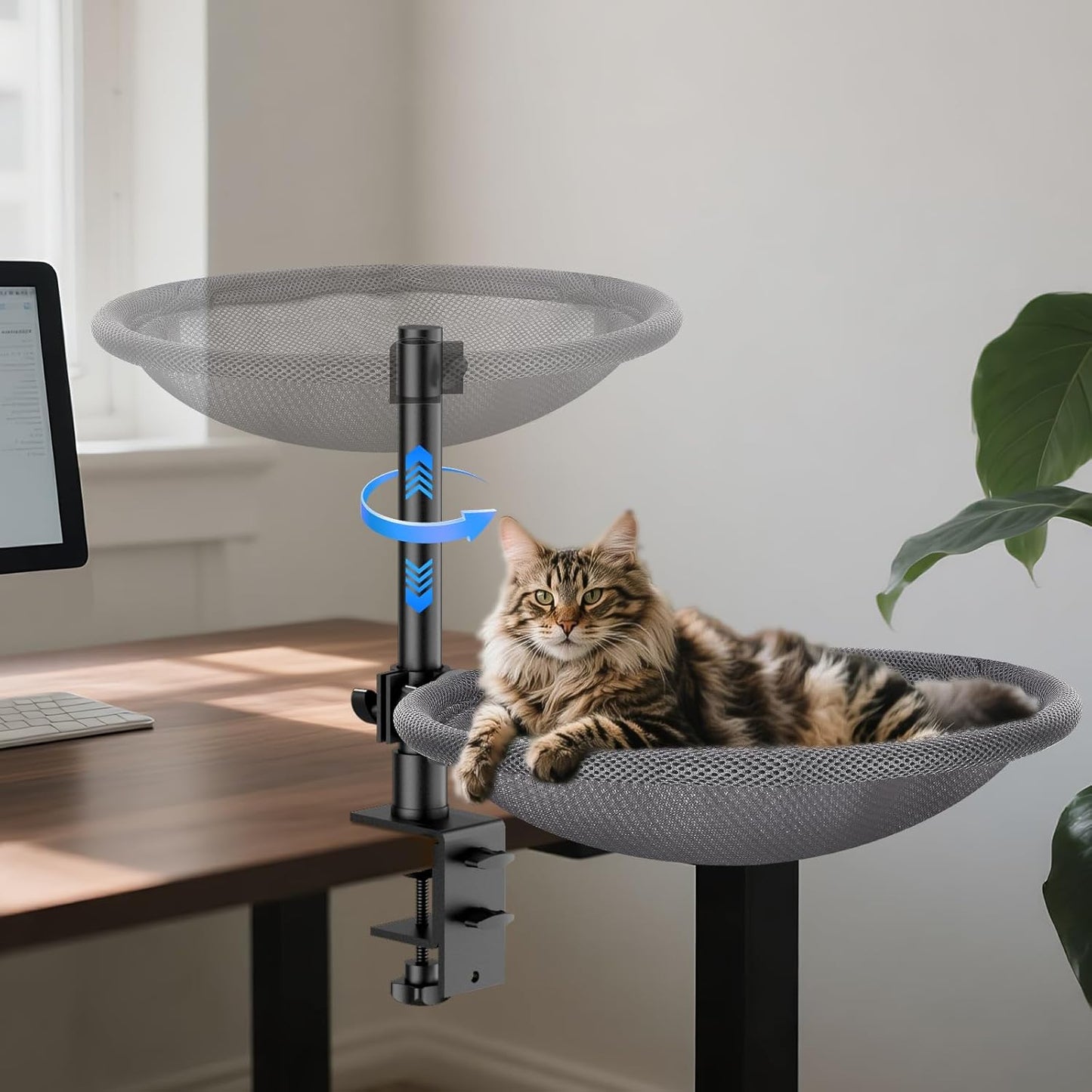 Cat Desk Bed & Perch - Breathable Soft Mesh Hammock for Cats