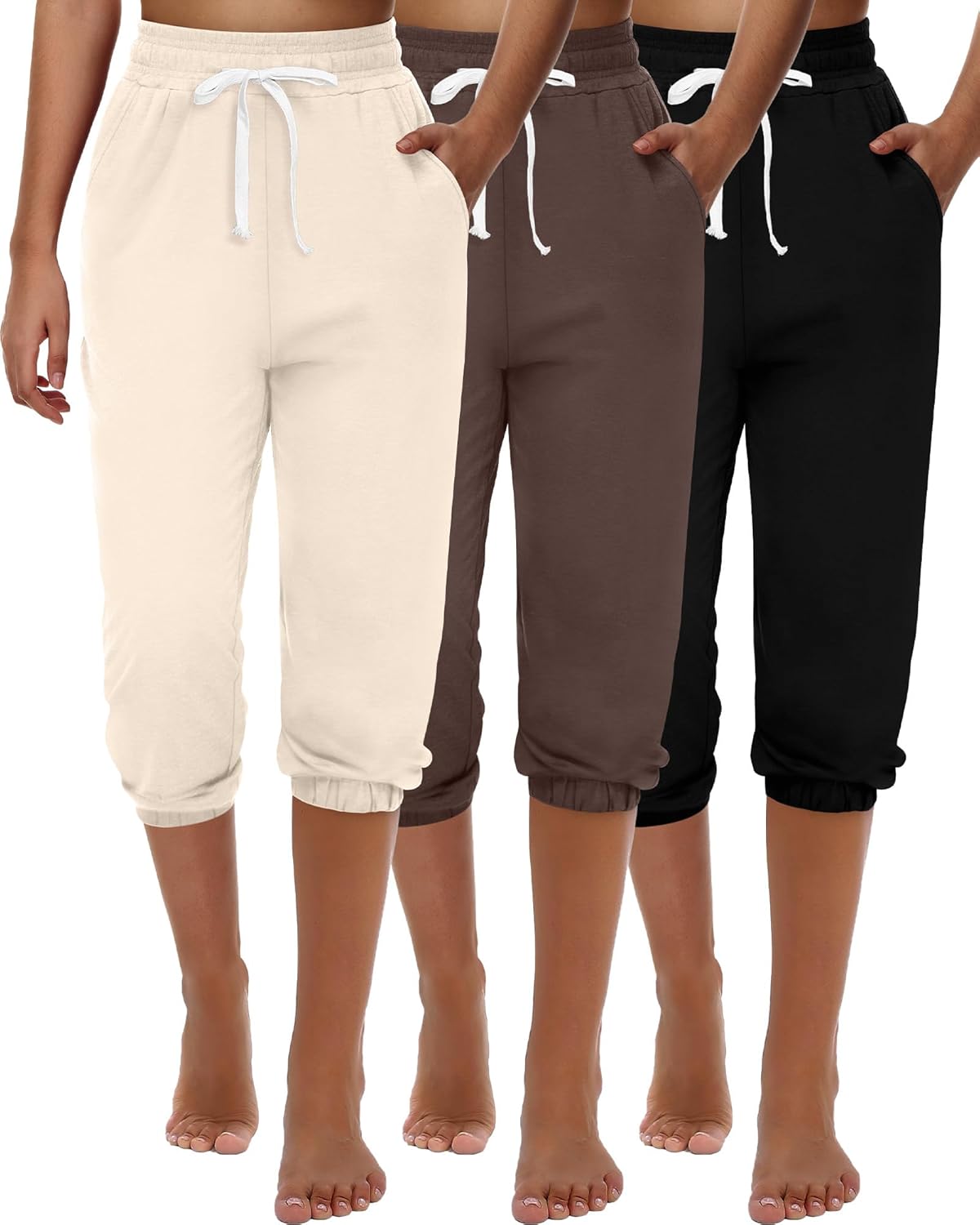 Ficerd Women's Capri Sweatpants Joggers for Summer Comfort