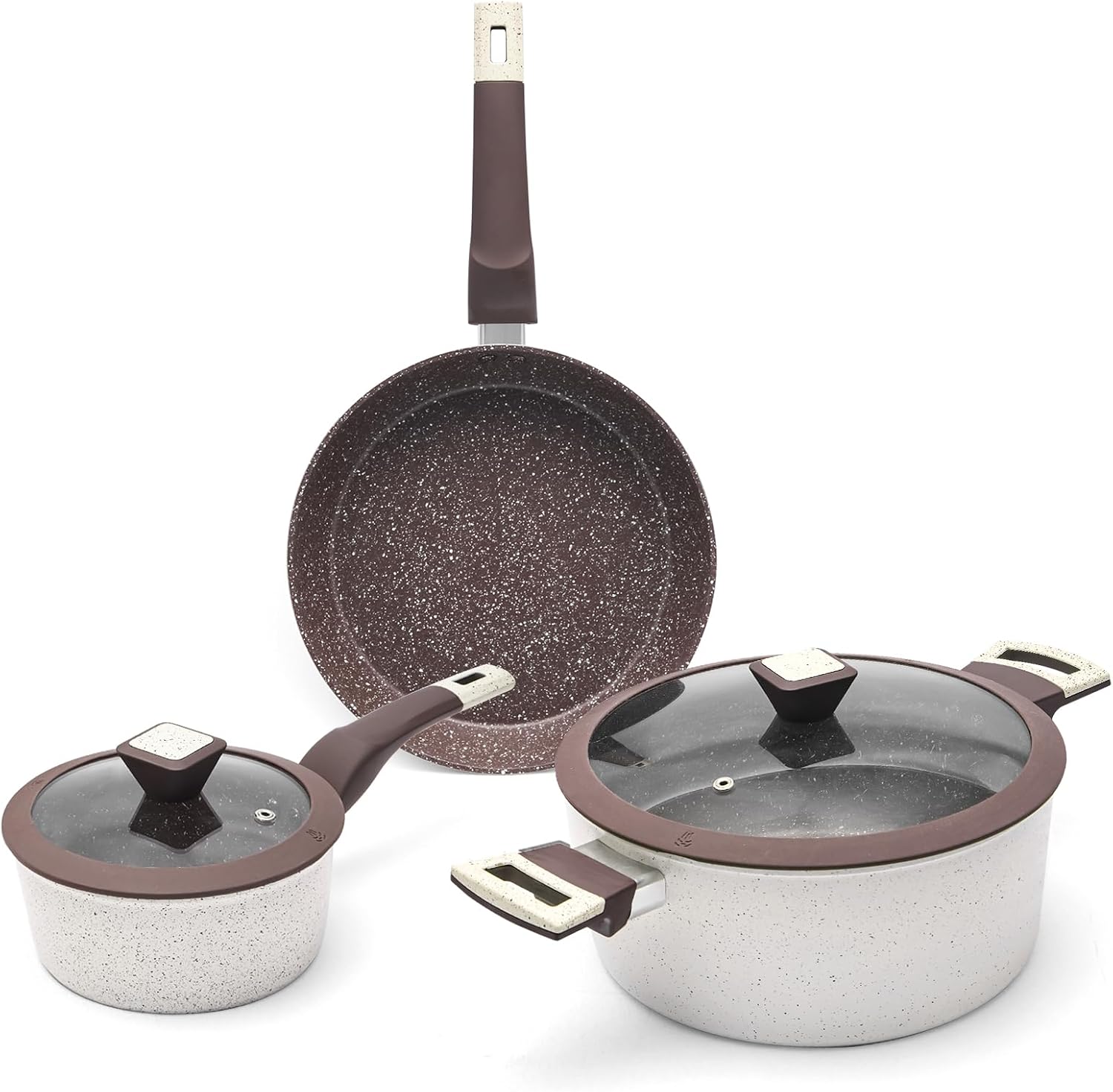 Non Stick Pots and Pans Set, 5Pcs Ceramic Cookware Essentials