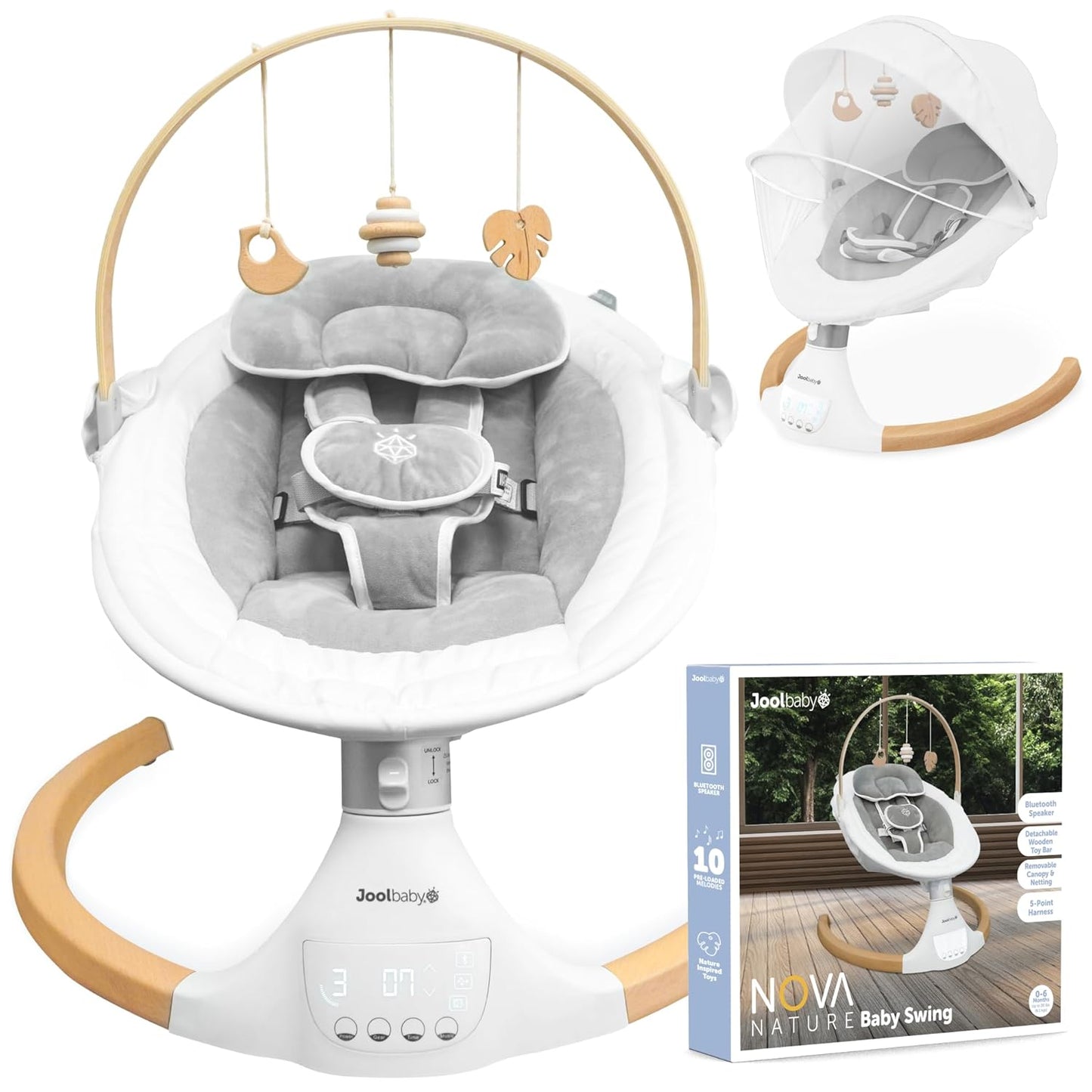 Jool Baby Nova Nature Baby Swing with Bluetooth Music & Toys