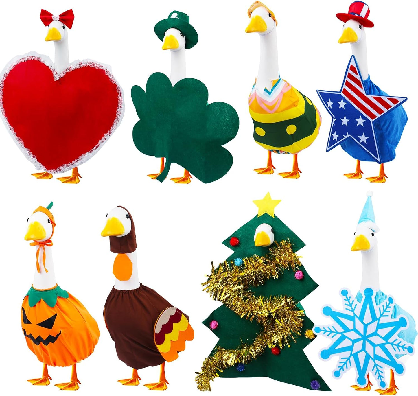8 Set Holiday Porch Goose Outfits for All Seasons Decor