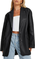 Womens Faux Leather Motorcycle Jacket - Oversized Bomber Fit