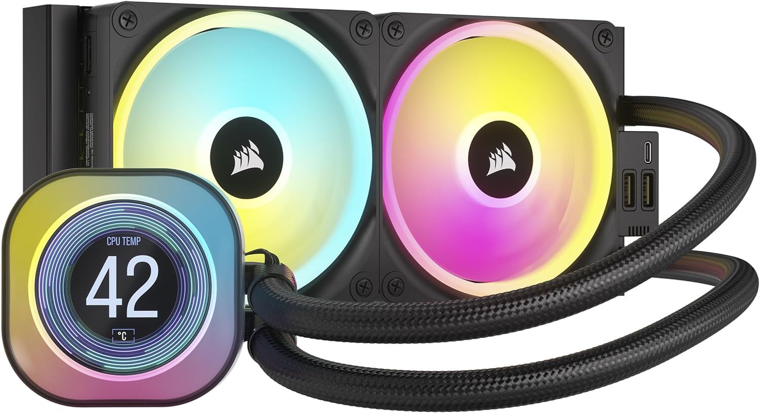 CORSAIR iCUE Link H100i LCD Liquid CPU Cooler with RGB Fans