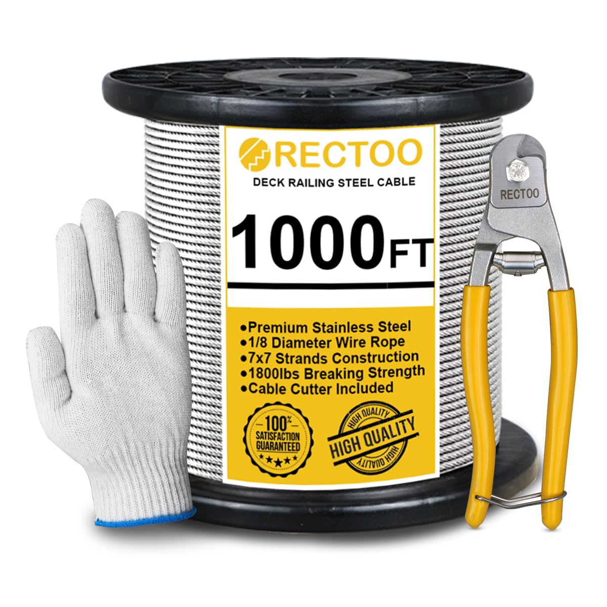 1000FT 1/8 T316 Stainless Steel Cable for Deck Railing and More