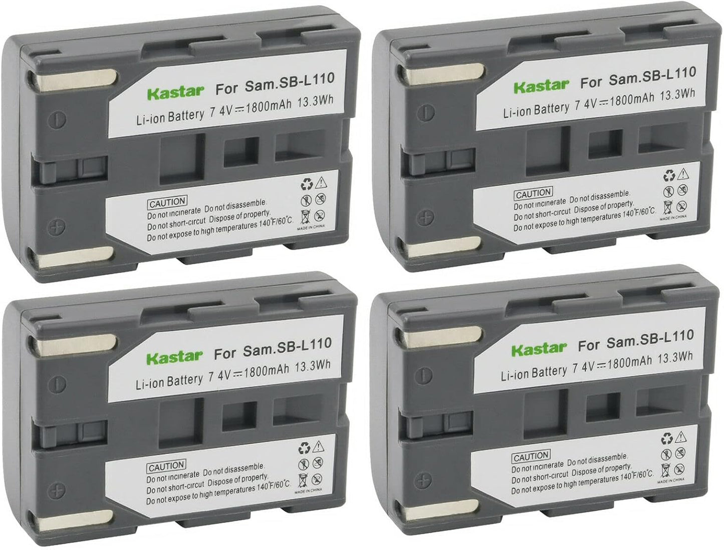 Kastar SB-L110 Battery 4-Pack for Samsung Cameras - High Capacity