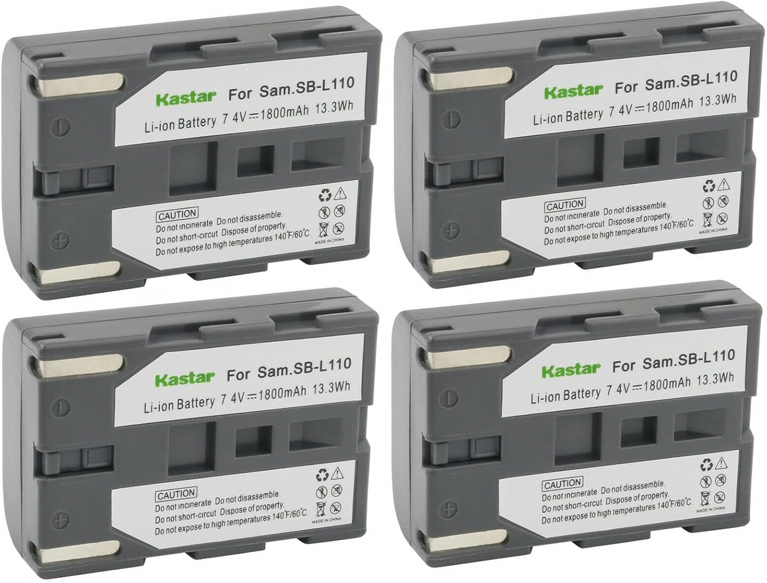 Kastar SB-L110 Battery 4-Pack for Samsung Cameras - High Capacity