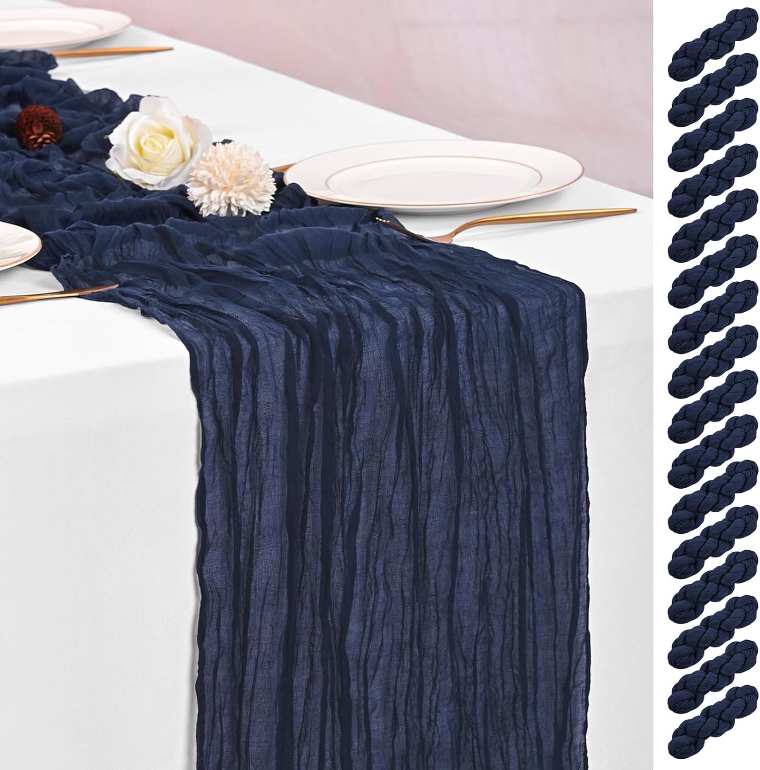 Navy Blue Cheesecloth Table Runners for Elegant Events